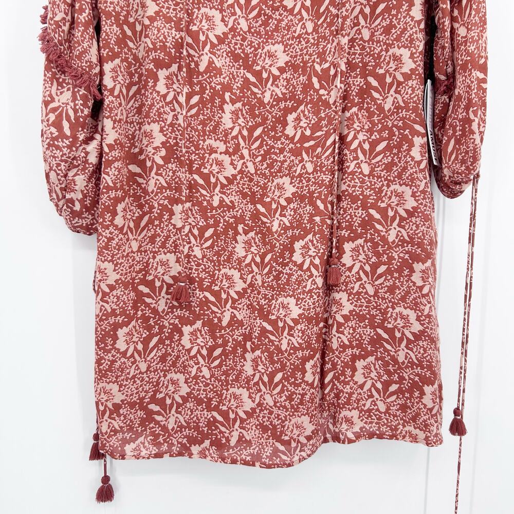 Amuse Society Costello Fringe Mini Dress NWT Size M Boho Tassel Floral Vacation - Picture 6 of 13